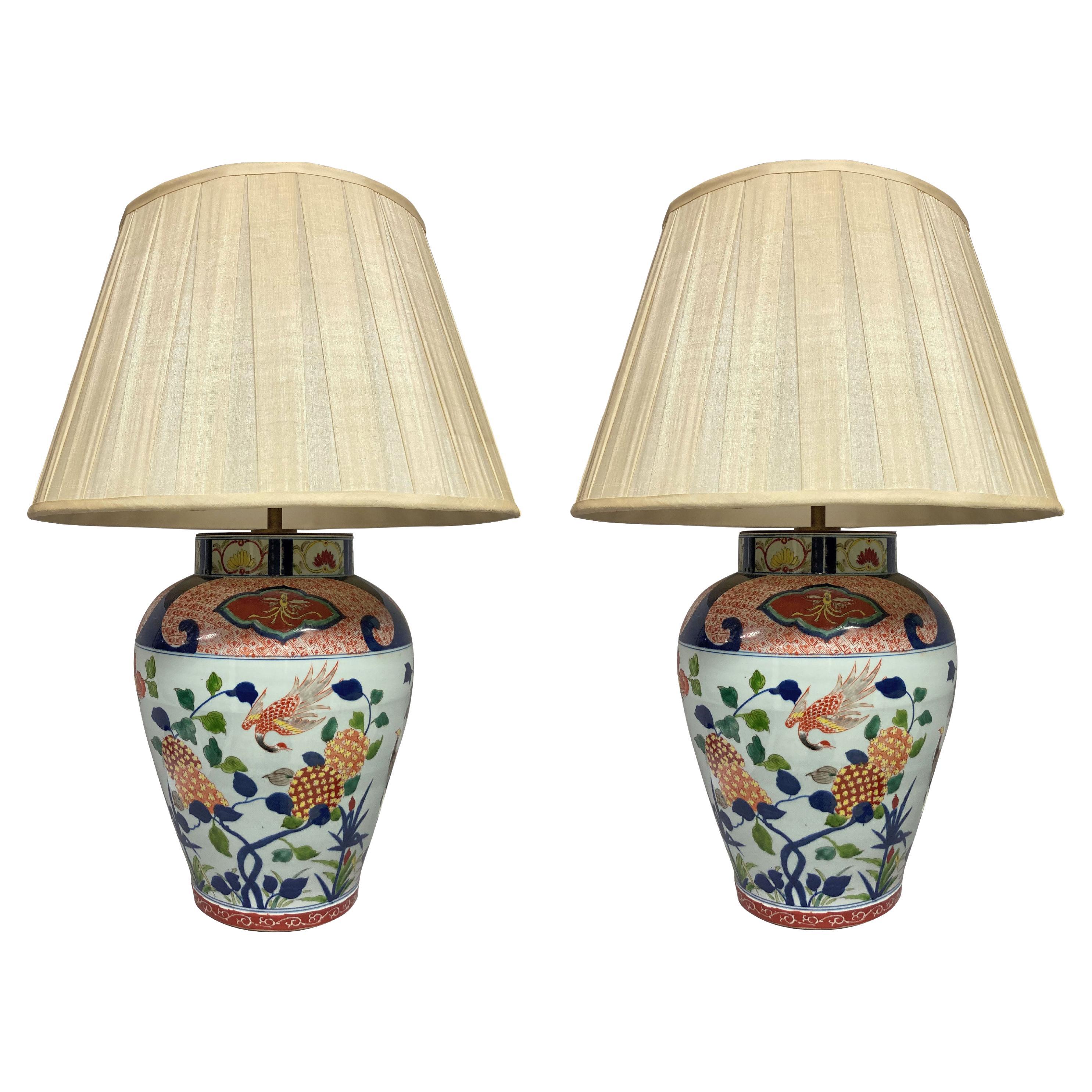 Pair of Large Imari Vase Lamps