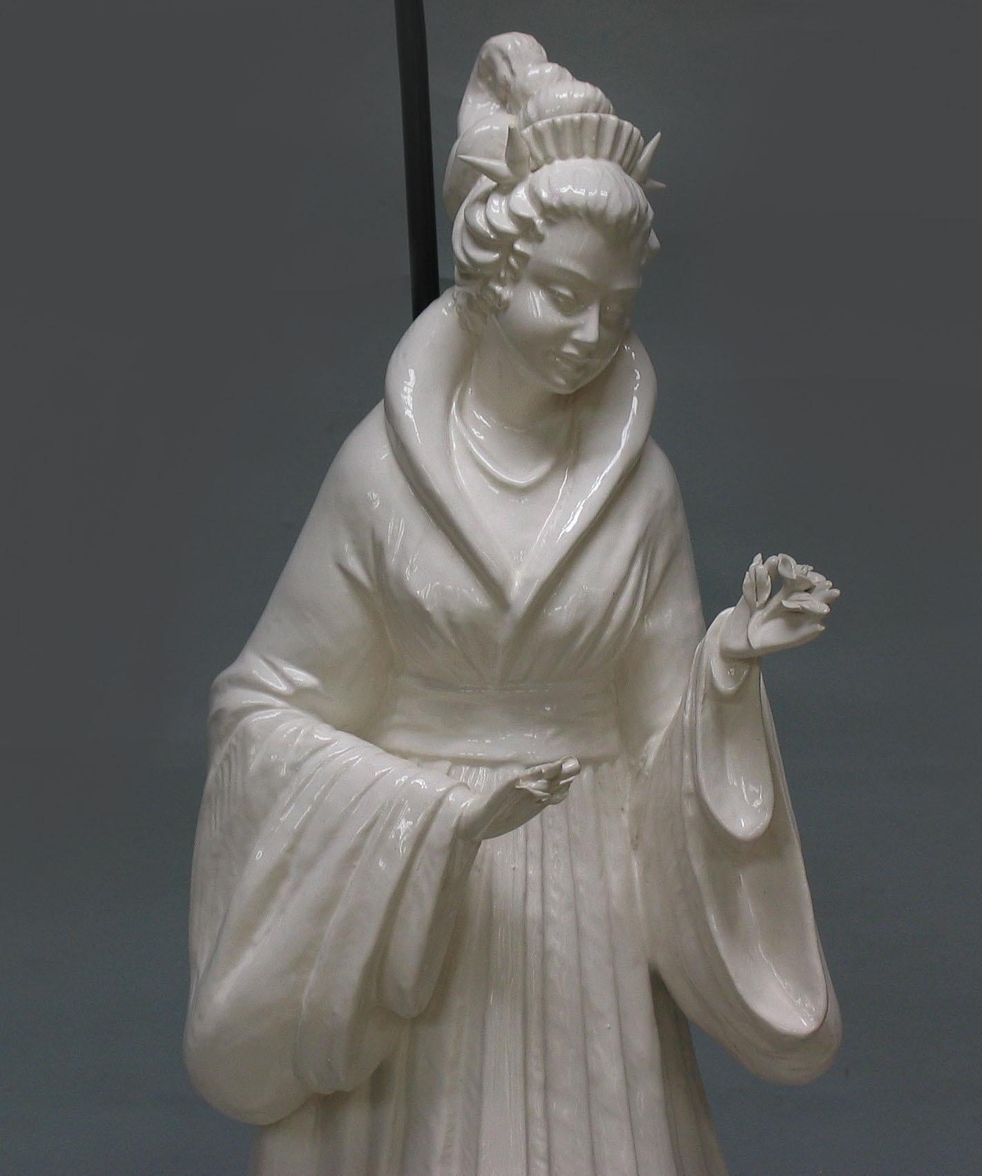 Chinese Export Pair of Large Italian 'Blanc De Chine' Figural Lamps