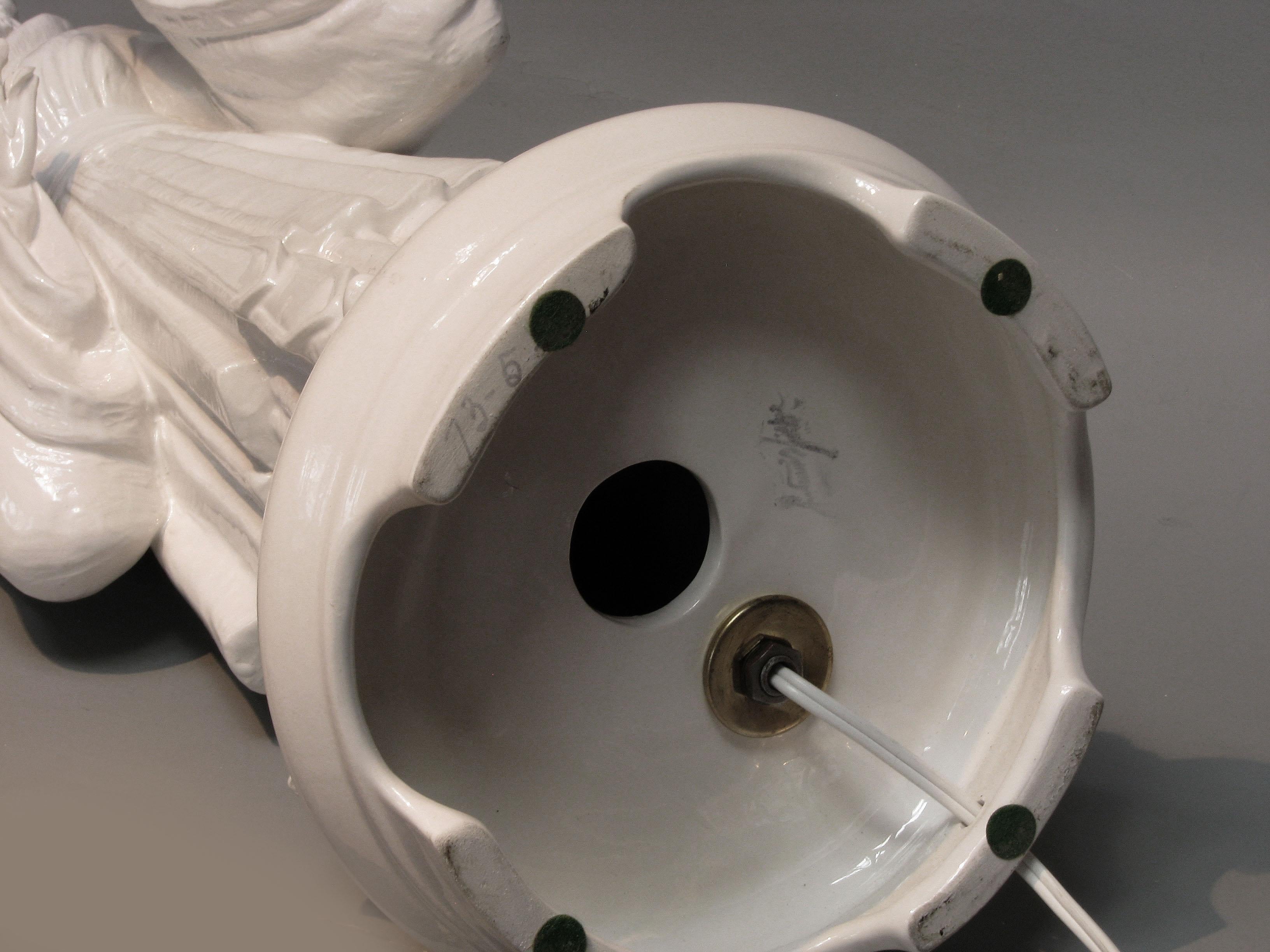 Pair of Large Italian 'Blanc De Chine' Figural Lamps In Good Condition In Ottawa, Ontario