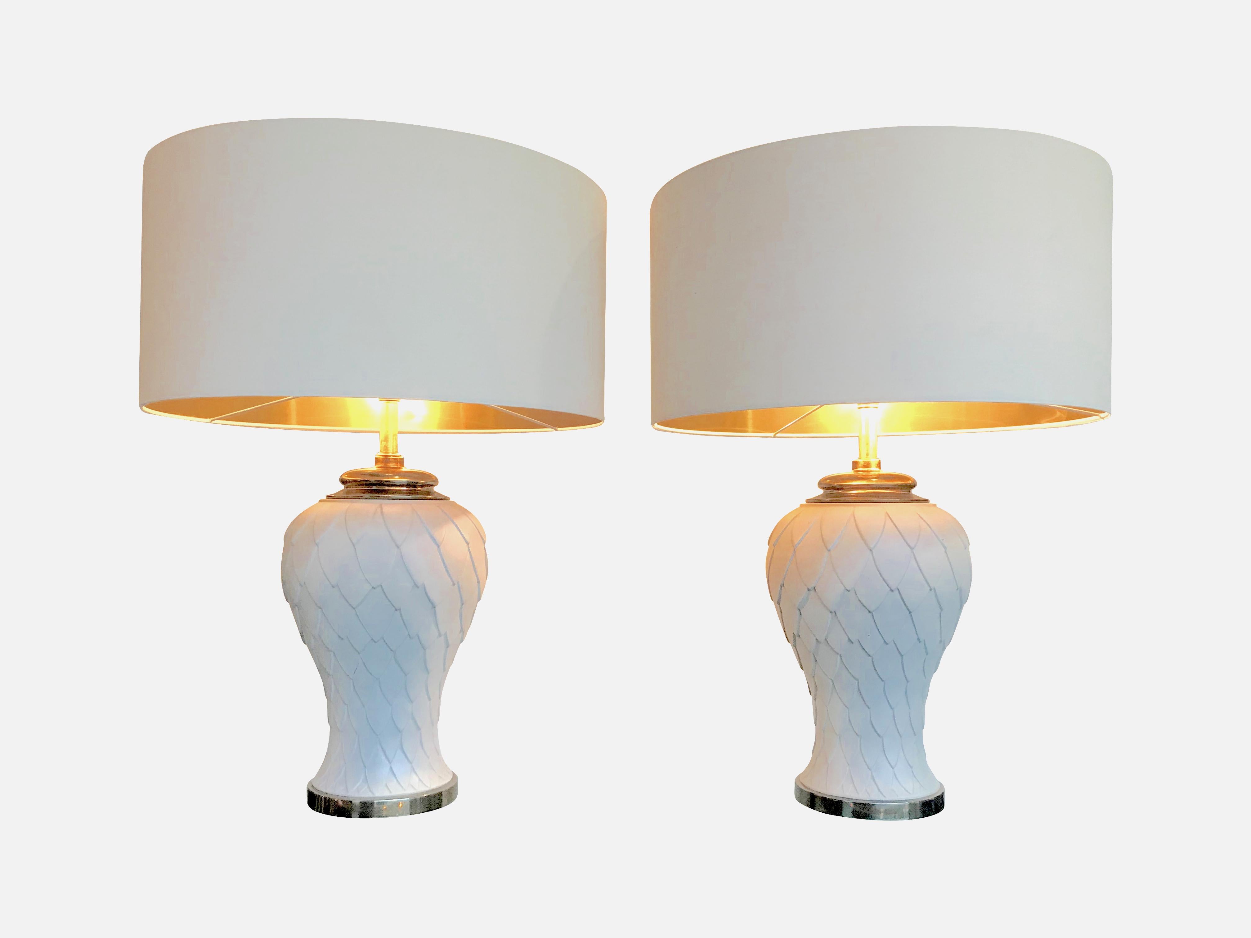 Pair of Large Italian Ceramic Artichoke Lamps 1
