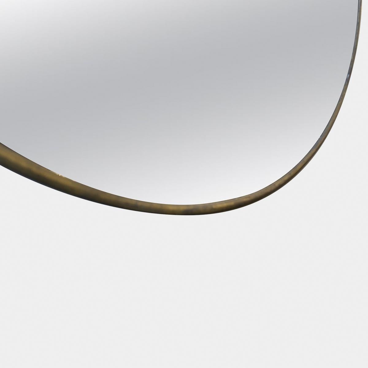 Mid-Century Modern A Pair Of Large Italian Midcentury Brass Shield Mirrors 