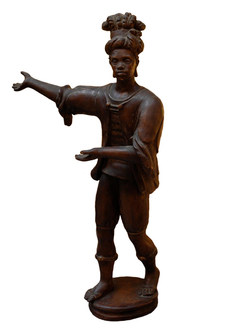 Pair of Large Italian Terracotta Moorish Statues For Sale at 1stDibs