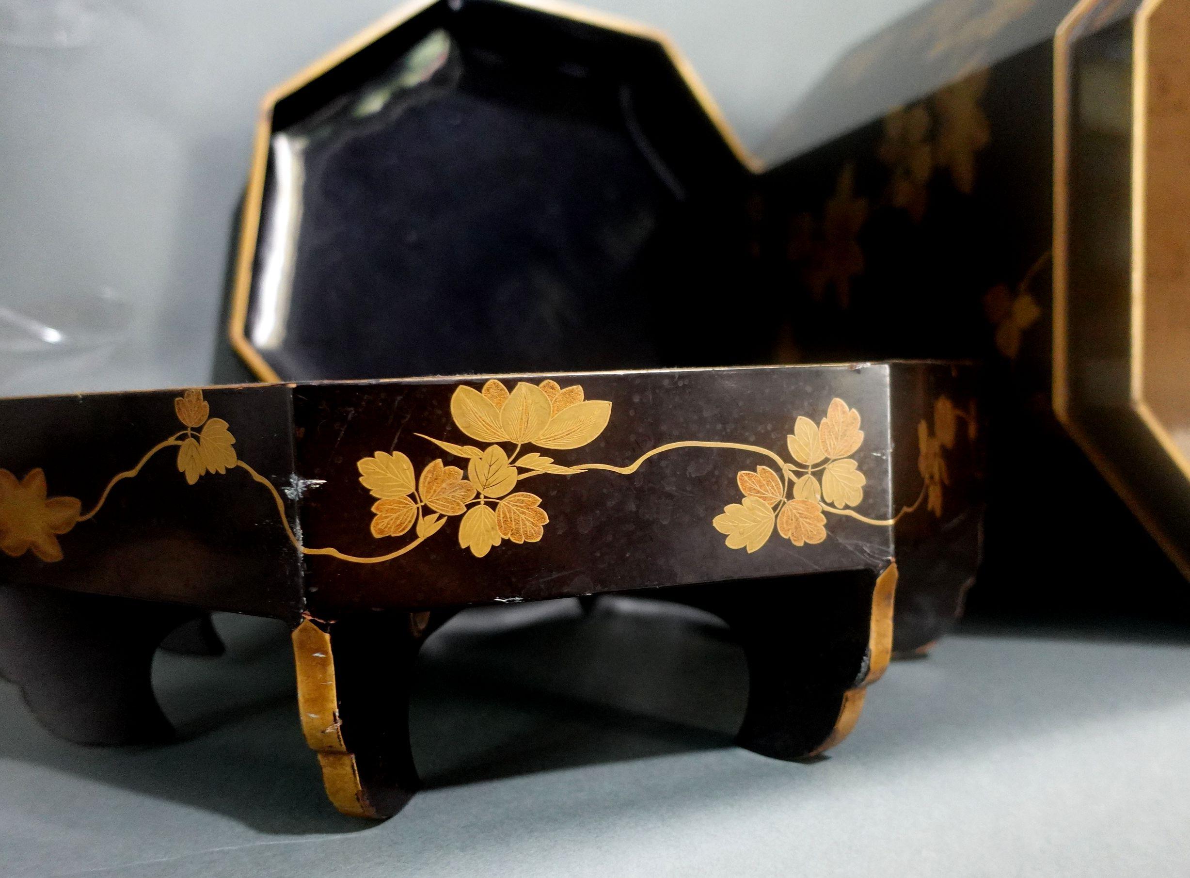 A Pair of Large Japanese Lacquer Kaioke Boxes For Sale 9