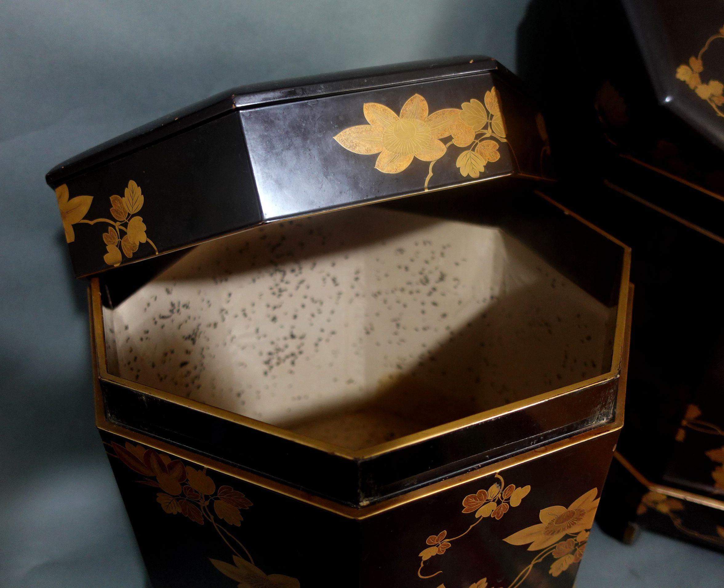 A Pair of Large Japanese Lacquer Kaioke Boxes For Sale 4