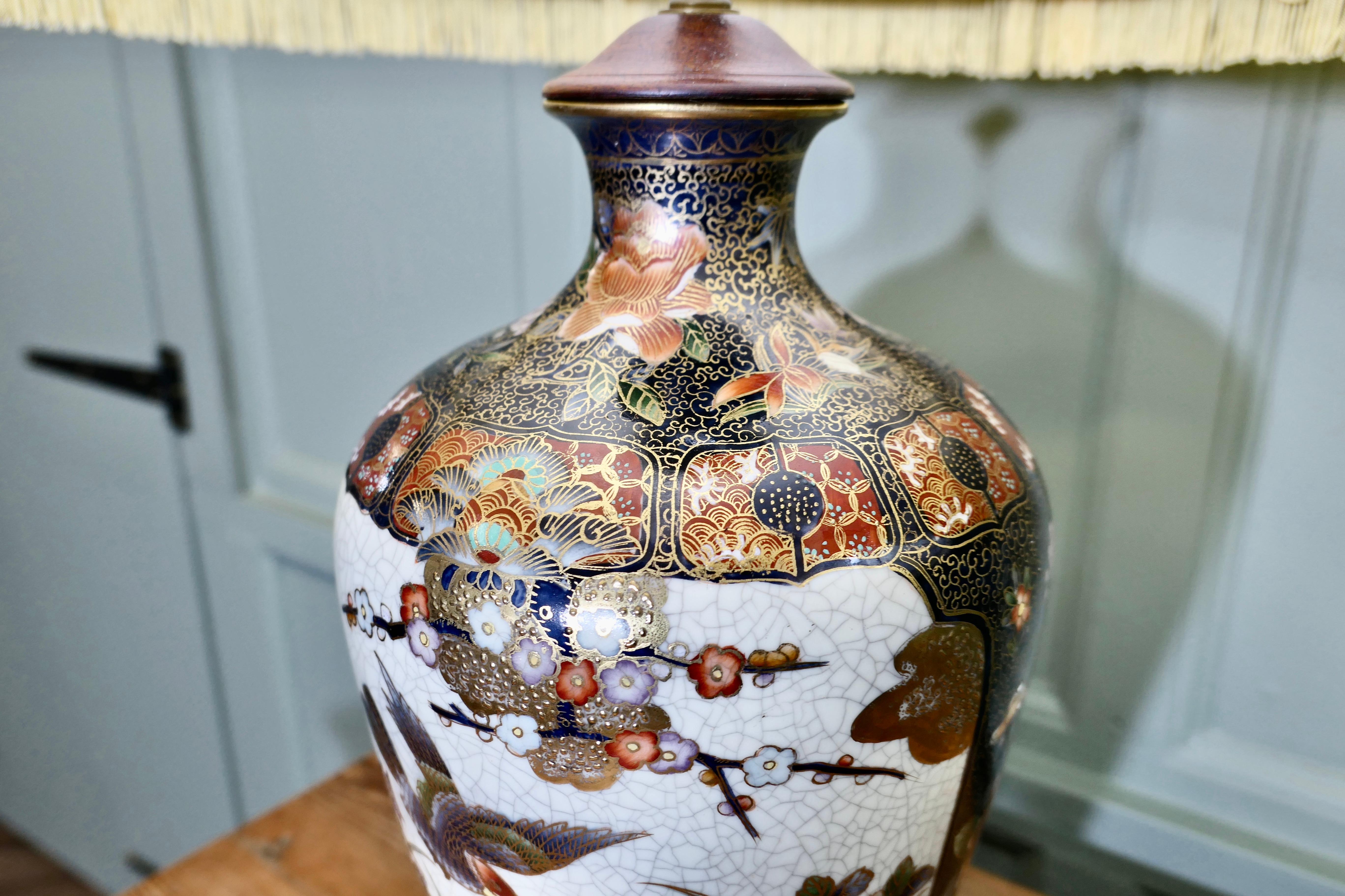 Ceramic A Pair of Large Japanese Satsuma Lamps For Sale