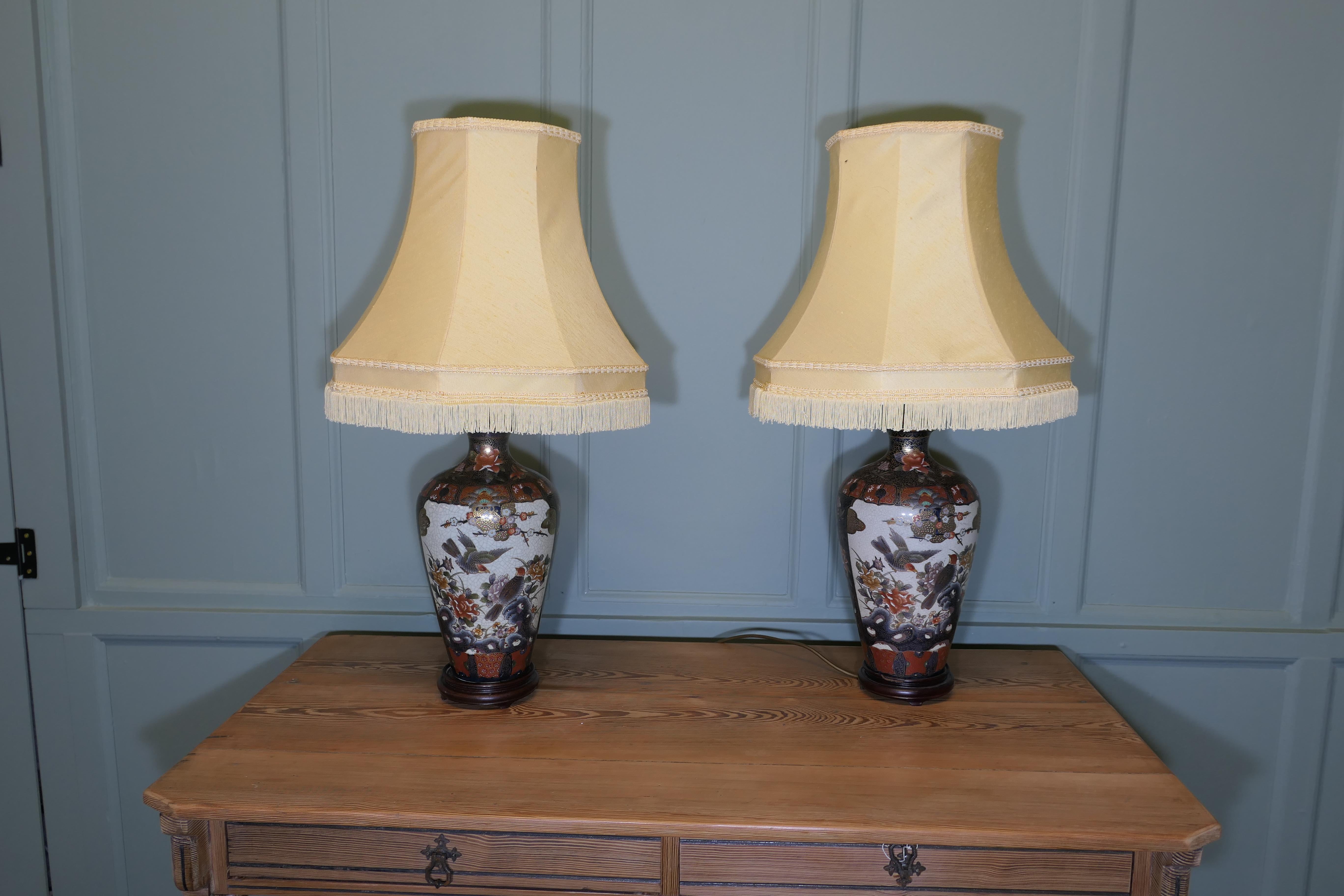 A Pair of Large Japanese Satsuma Lamps For Sale 2