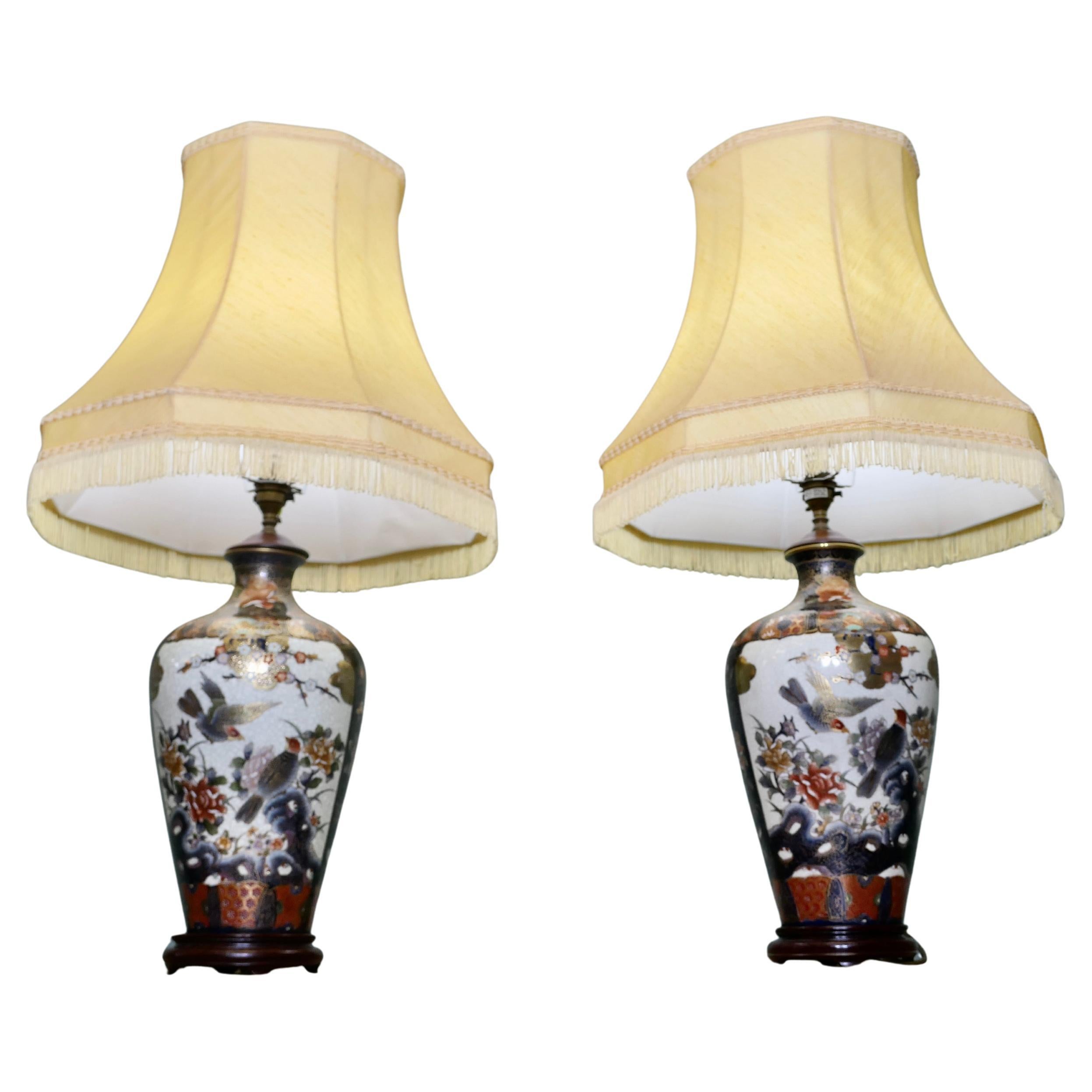 A Pair of Large Japanese Satsuma Lamps
