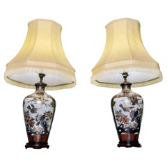 A Pair of Large Japanese Satsuma Lamps