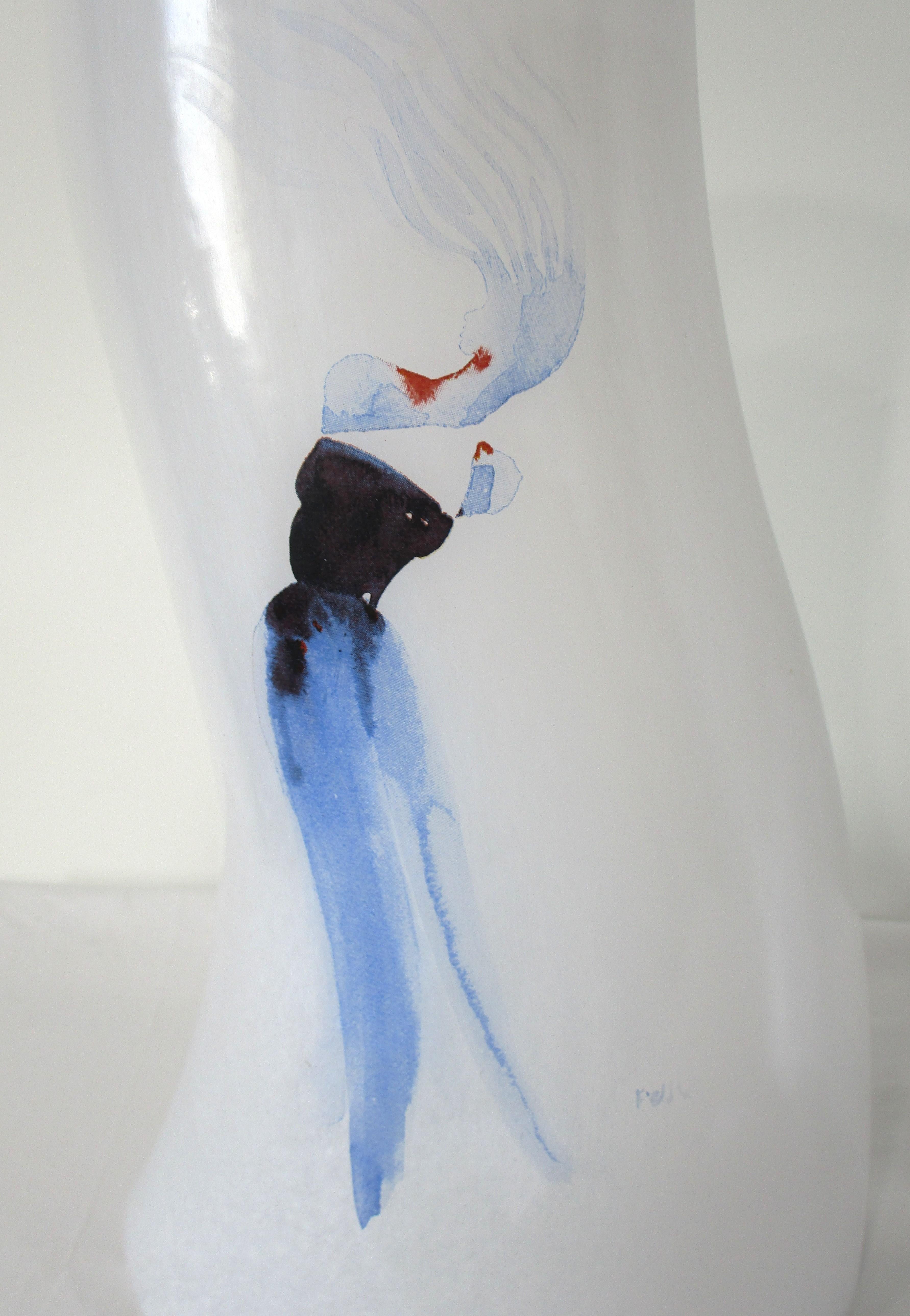 Verre brun Kosta Boda grand vase Walk Glass de Kjell Engman, Suède en vente