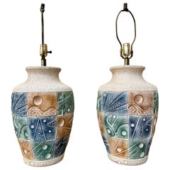 A Pair of Large Late 20th Century Postmodern Ceramic Table Lamps.