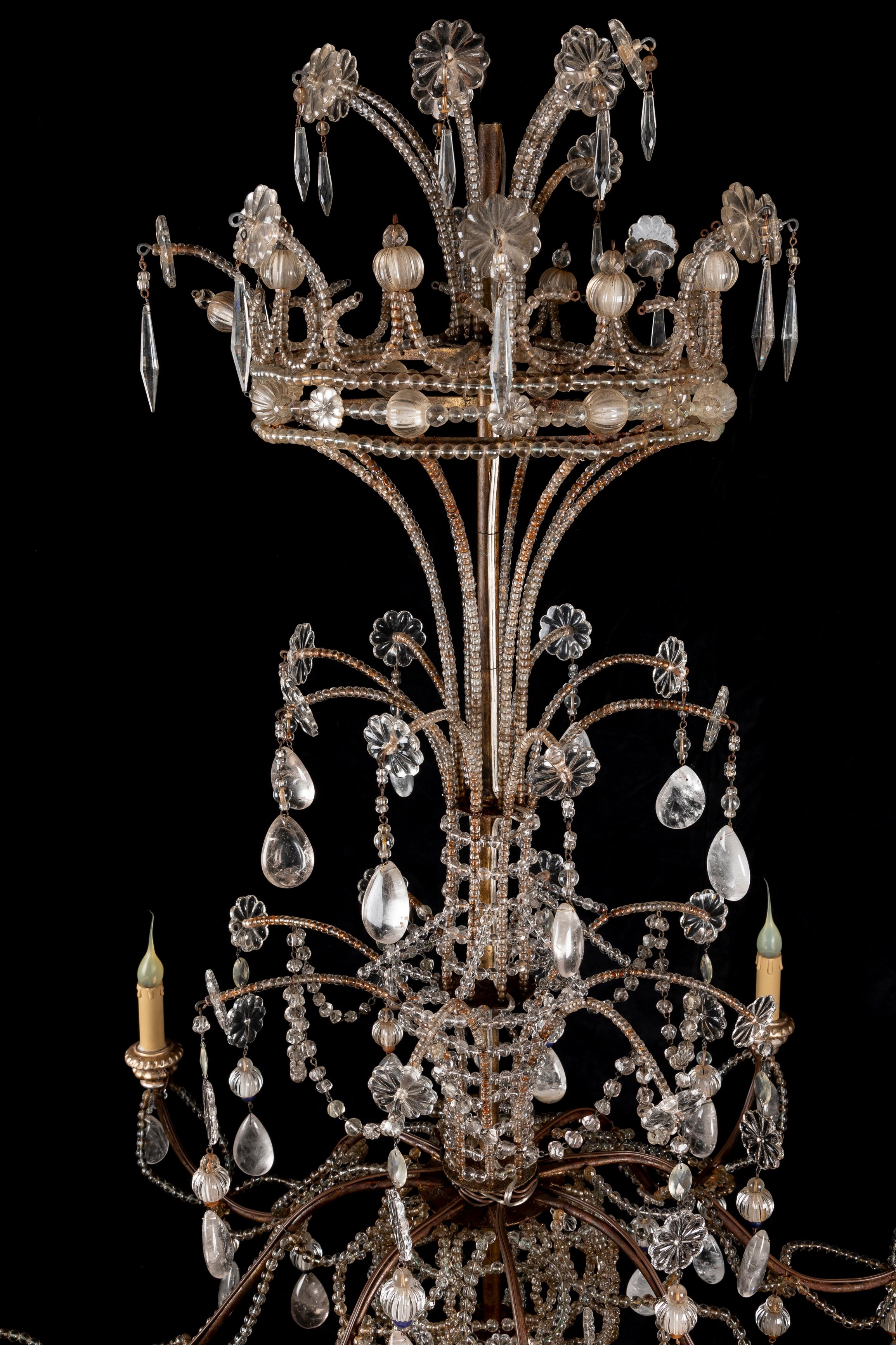 A Pair of Large Maison Bagues Rock Crystal Chandeliers For Sale 2