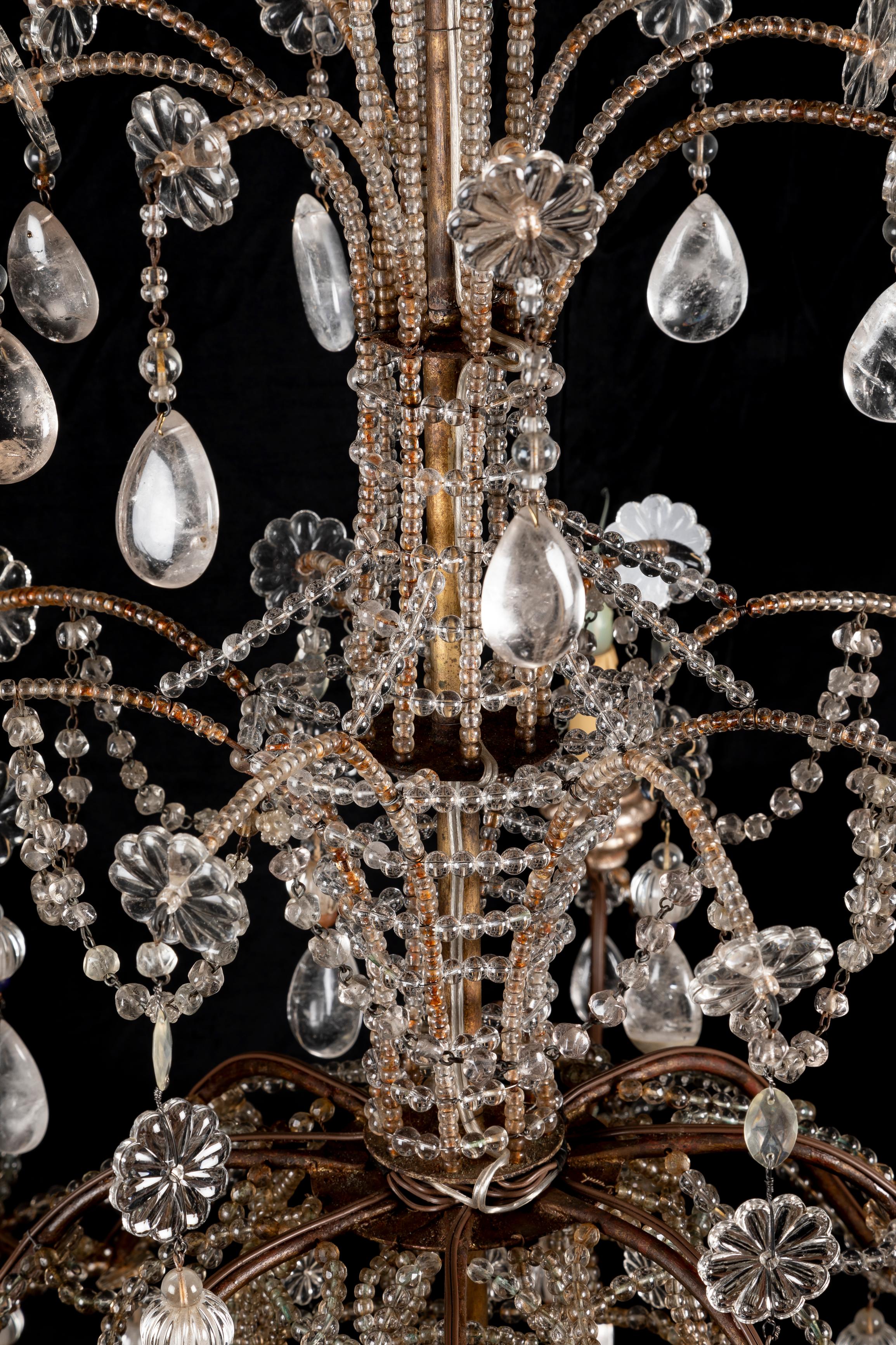 A Pair of Large Maison Bagues Rock Crystal Chandeliers For Sale 3