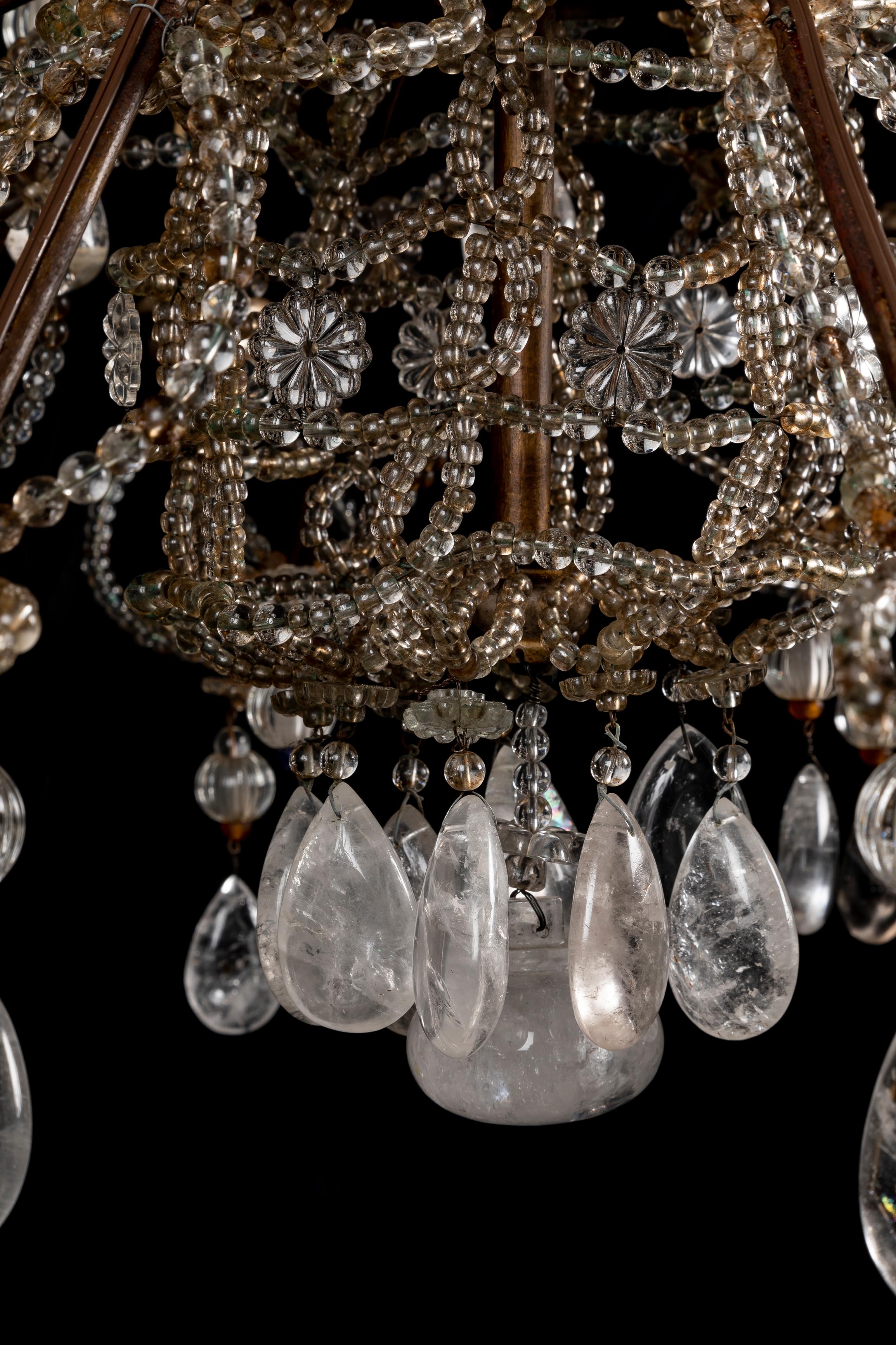 Paire de grands lustres en cristal de roche de la Maison Bagues en vente 7