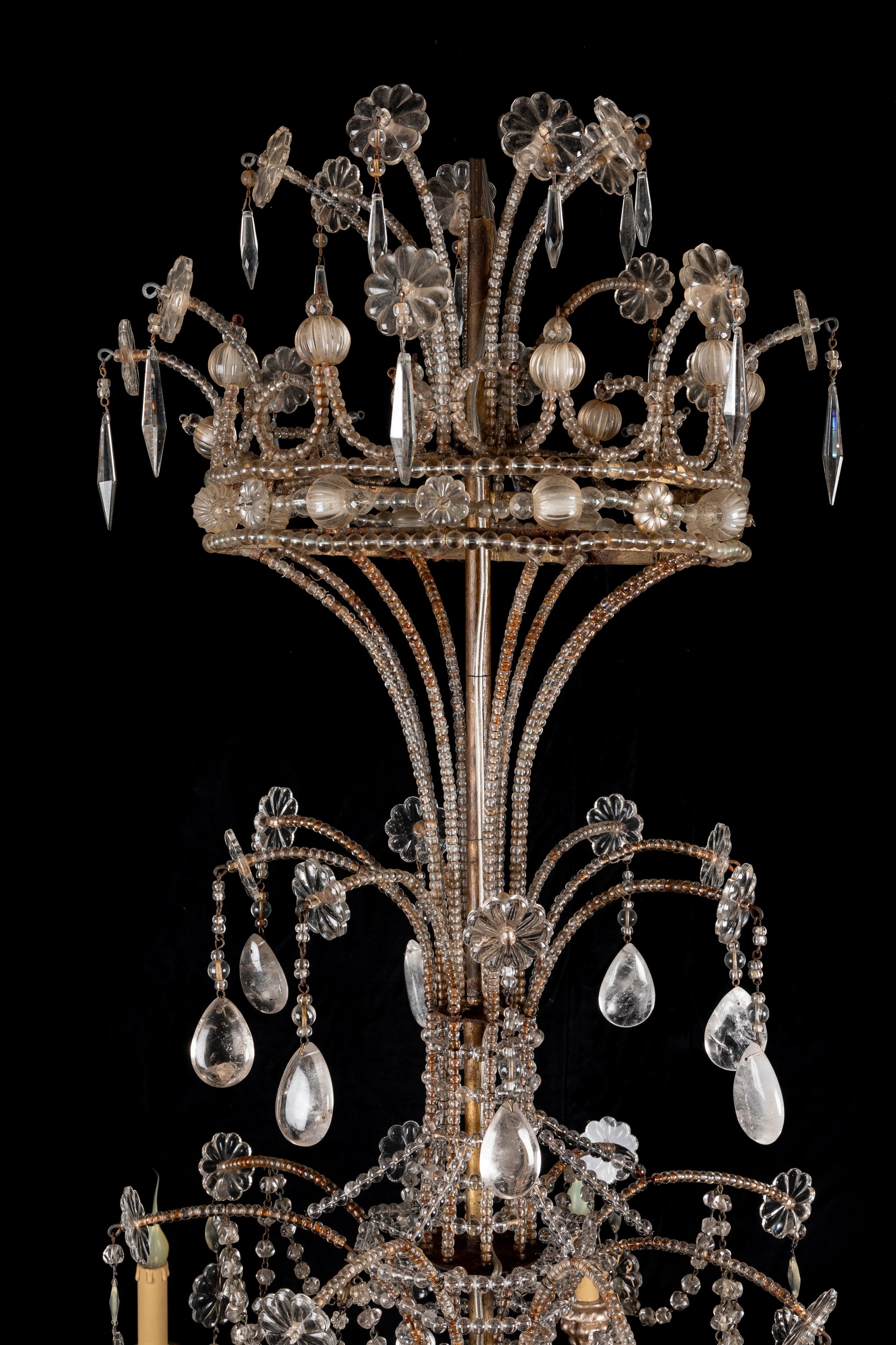20th Century A Pair of Large Maison Bagues Rock Crystal Chandeliers For Sale
