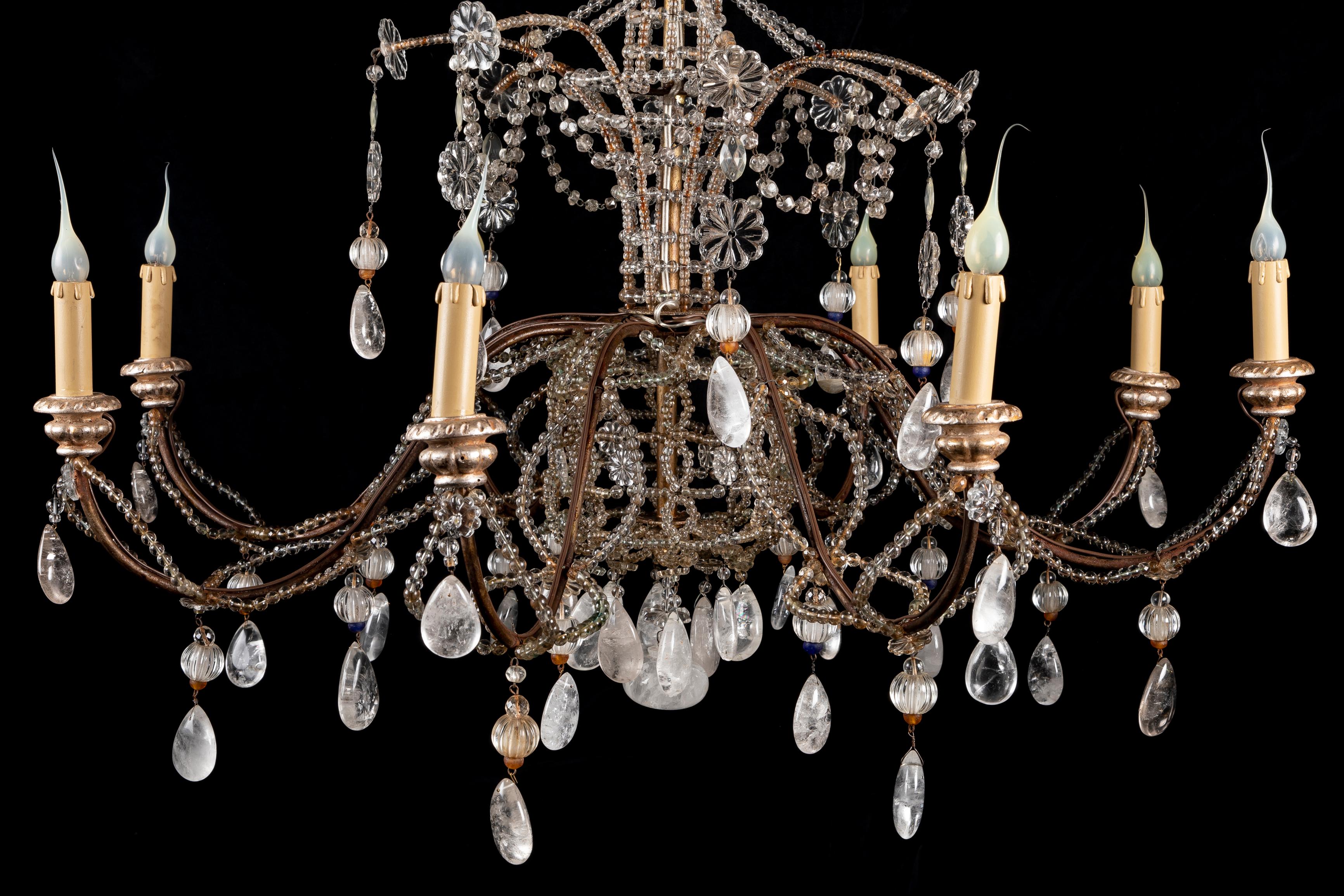 A Pair of Large Maison Bagues Rock Crystal Chandeliers For Sale 1