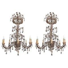 A Pair of Large Maison Bagues Rock Crystal Chandeliers
