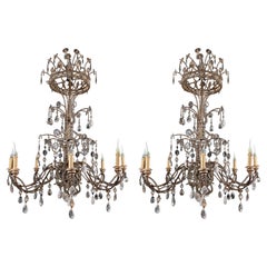 Vintage A Pair of Large Maison Bagues Rock Crystal Chandeliers