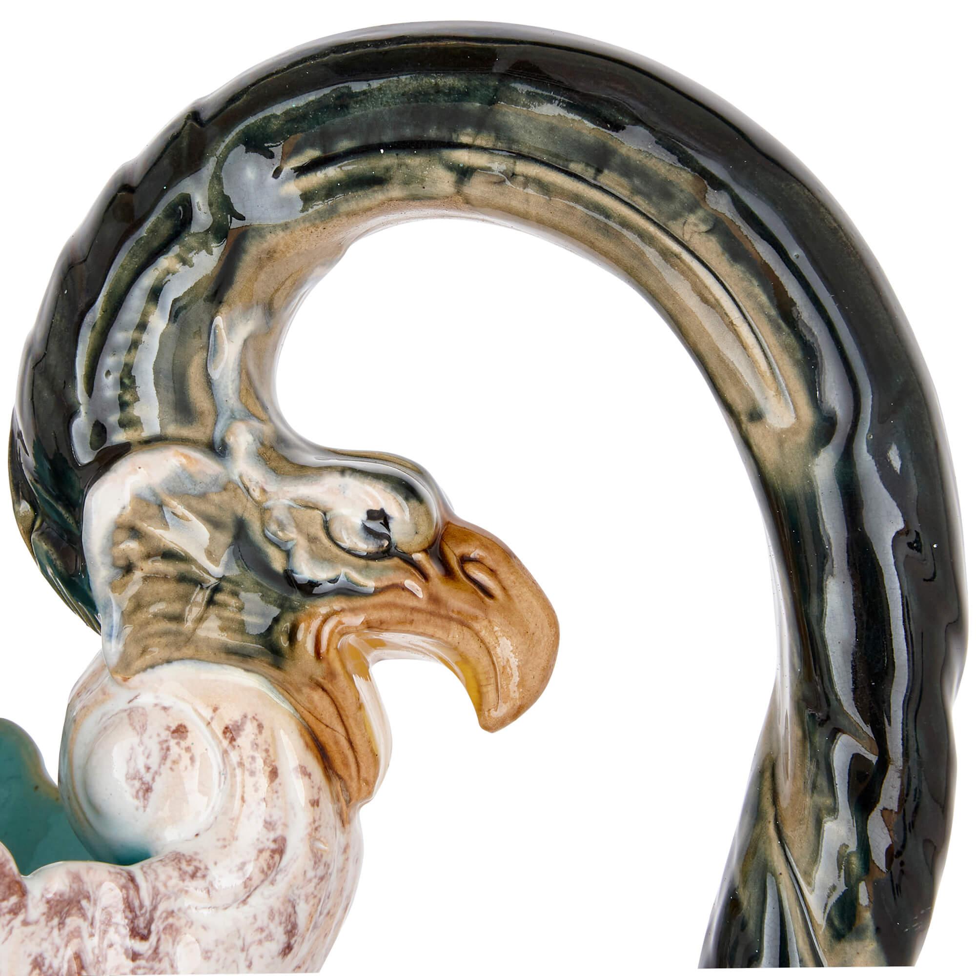 Pair of Large Majolica Ewers by Wilhelm Schiller Und Söhne For Sale at  1stDibs