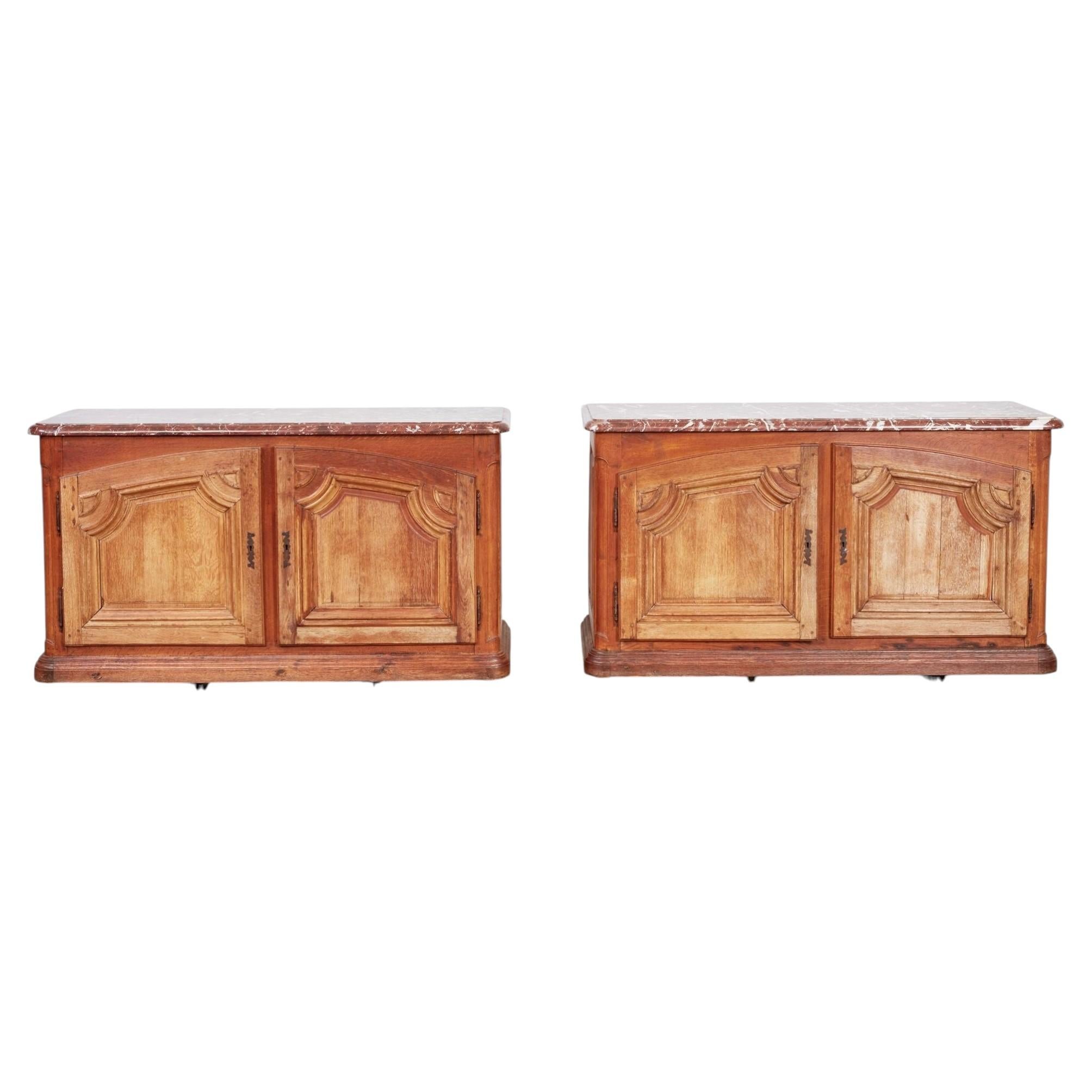 A Pair of Large Marble Top Buffets For Sale