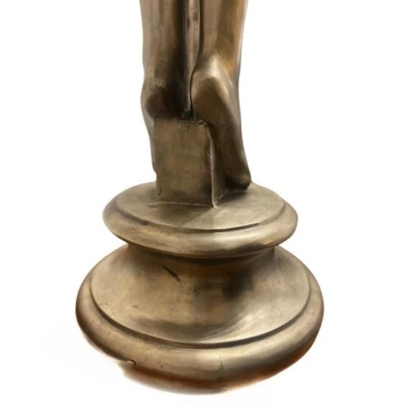 A Pair of Large Metal Vintage Art Deco Style Figural Lamps Max Le Verrier For Sale 6