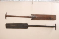 Pair Mid-20th C. Boat Steering Paddles from Kerala, South India (11+ Ft Long!)