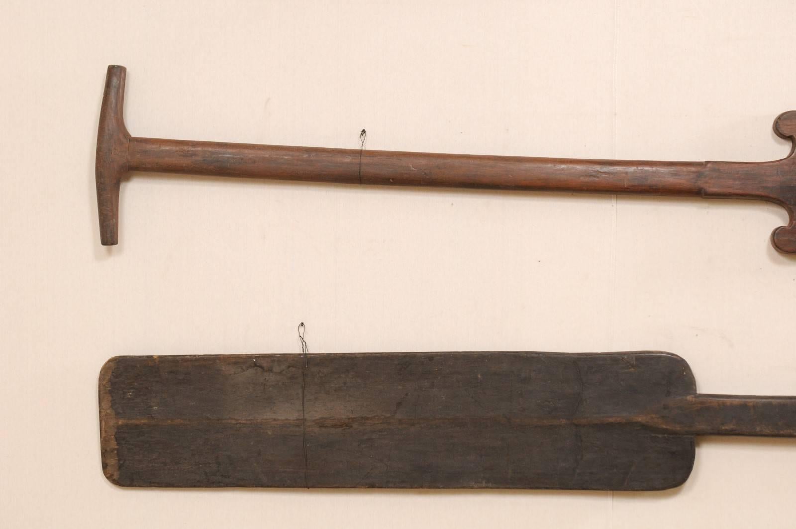 Indian Pair Mid-20th C. Boat Steering Paddles from Kerala, South India (11+ Ft Long!) For Sale