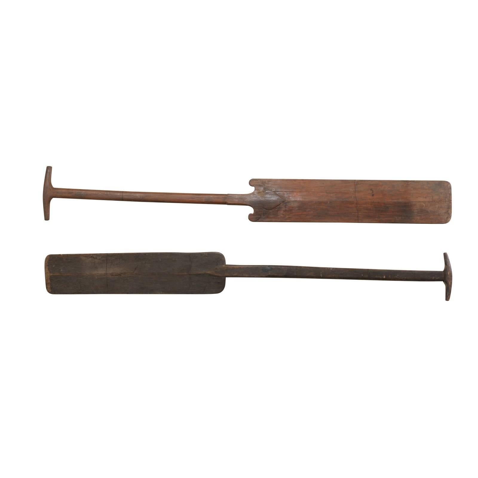 Pair Mid-20th C. Boat Steering Paddles from Kerala, South India (11+ Ft Long!)