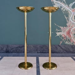 A Pair Of Large Modernist Floor Lamps, Polished Brass, Brass Plated Metal, 1940