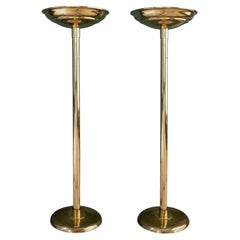 Pareja De Grandes Lámparas De Pie Modernistas, Latón Pulido, Metal Latonado, 1940
