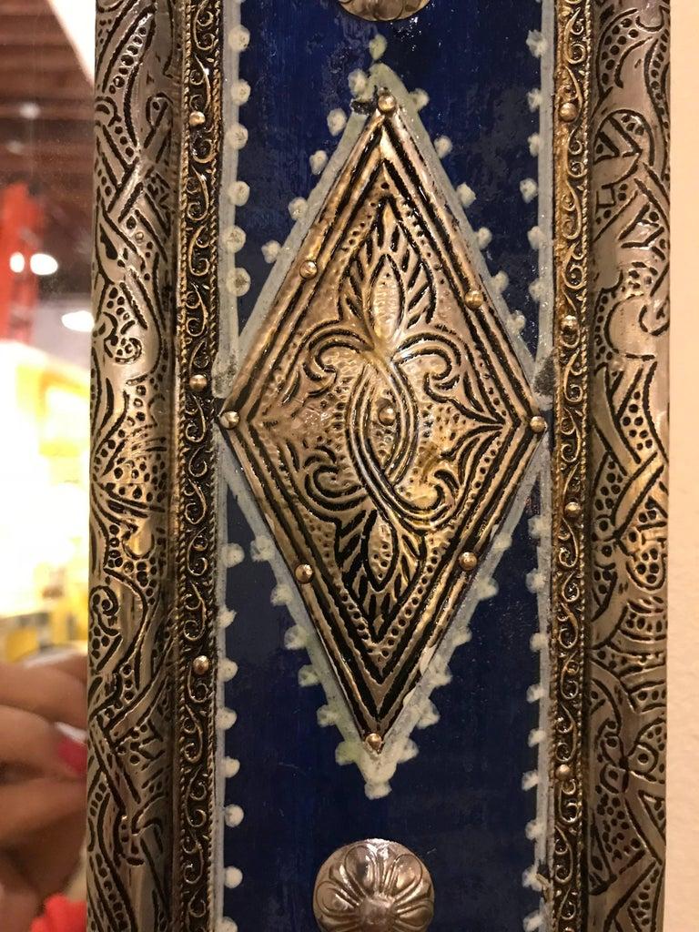 Moorish Pair of Large Moroccan Handmade Blue Majorelle Mirrors