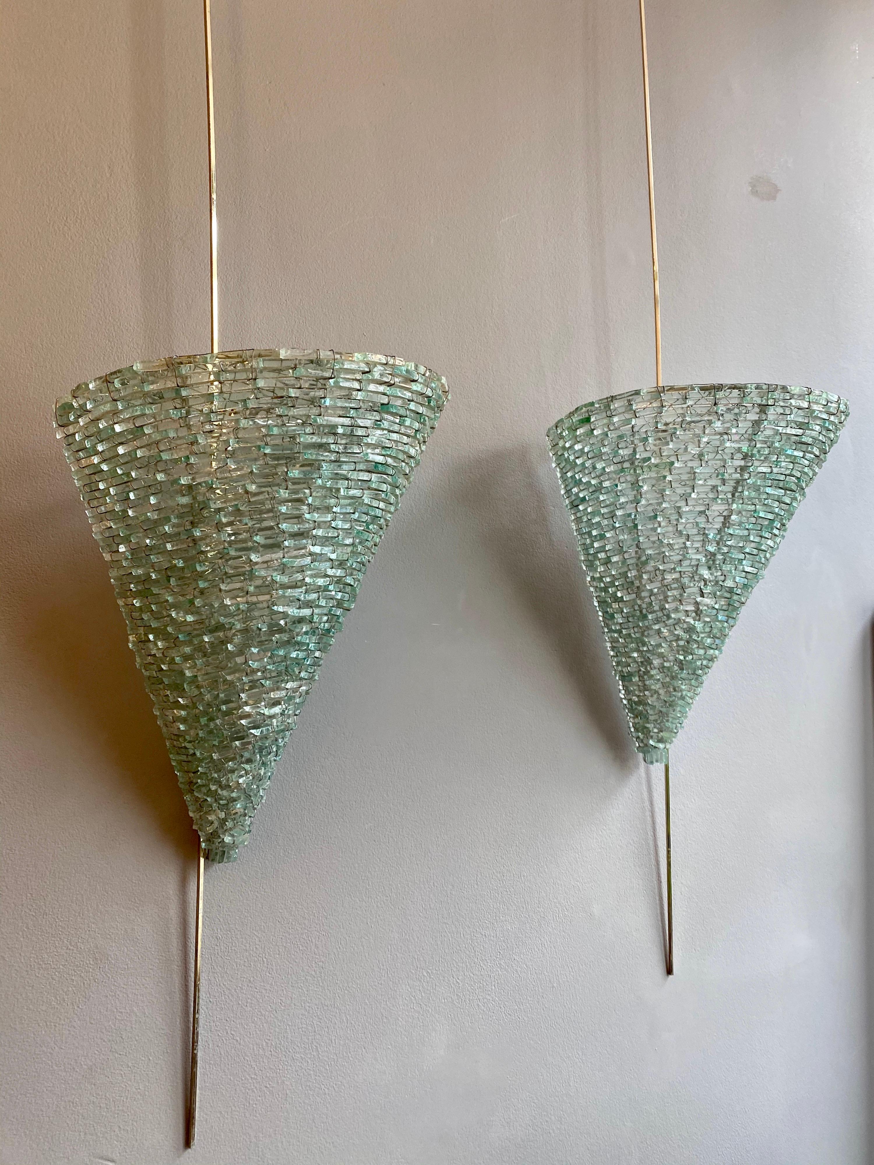 20th Century Pair of Large Murano Glass Wall Lights