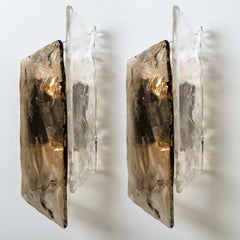 Pair of Large Nason Murano Smoke Glass Wall Sconces or Lights, 1970s
