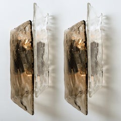 A pair of Large Nason Murano Smoke Glass Wall Sconces or Lights, 1970s