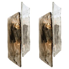 A pair of Large Nason Murano Smoke Glass Wall Sconces or Lights, 1970s