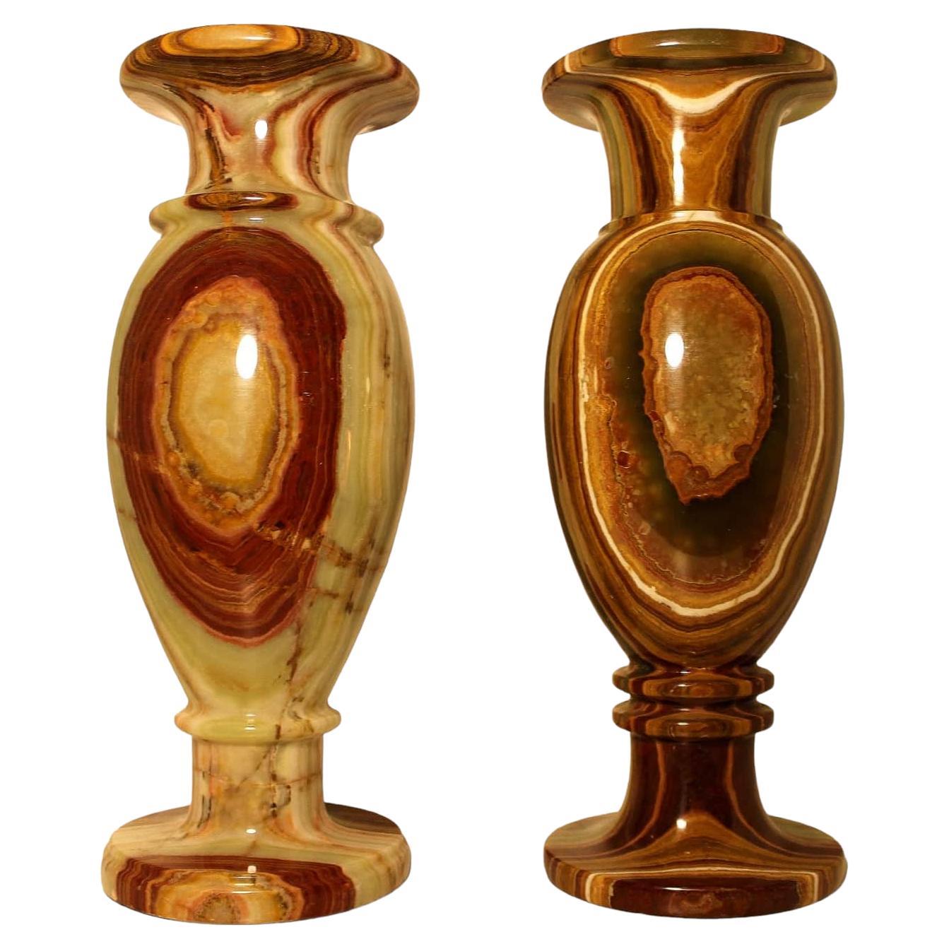 A pair of large onyx vases from the 1950s For Sale