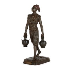 Coppia di grandi figure orientaliste in bronzo di Emile Pinedo e Marcel Debut