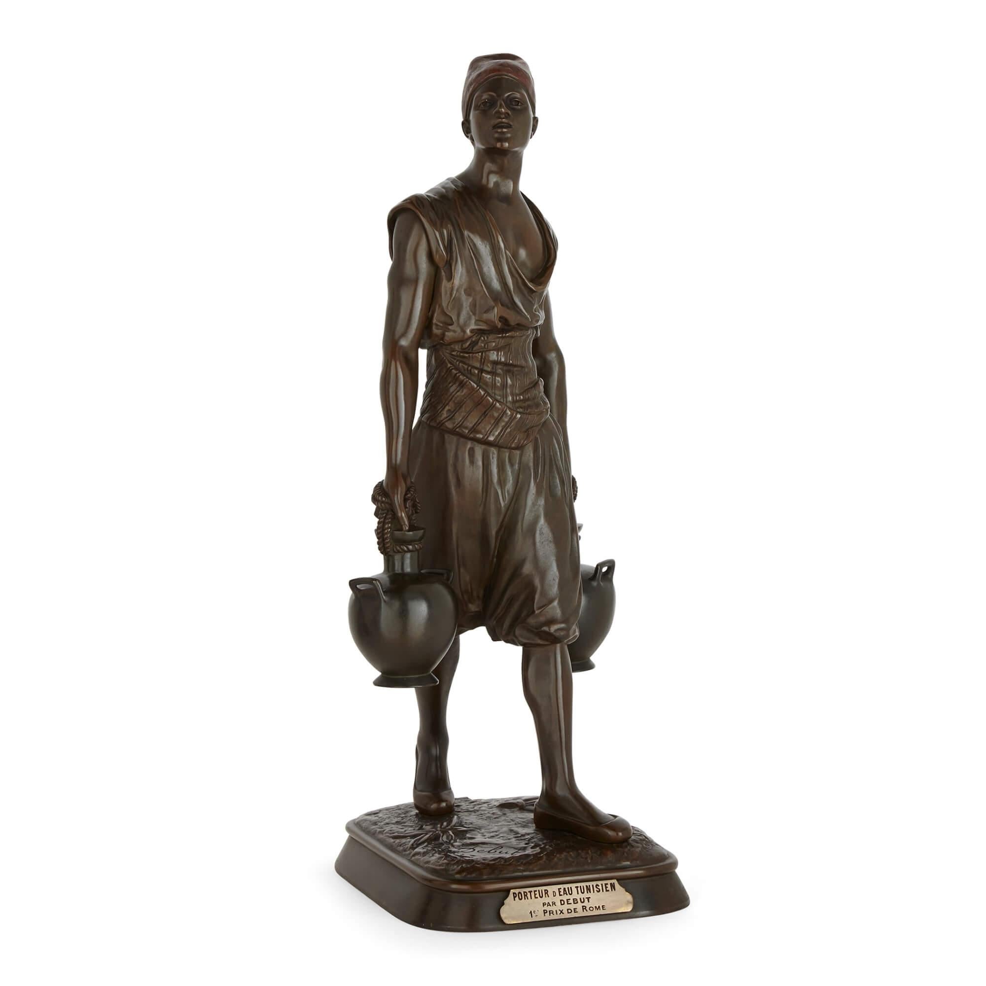 Moorish Pair of Large Orientalist Bronze Figures by Emile Pinedo and Marcel Debut For Sale