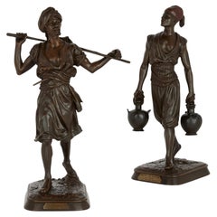 Pair of Large Orientalist Bronze Figures by Emile Pinedo and Marcel Debut