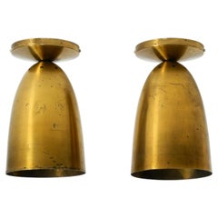 A pair of large, original Mid Century Modern brass ceiling lamps
