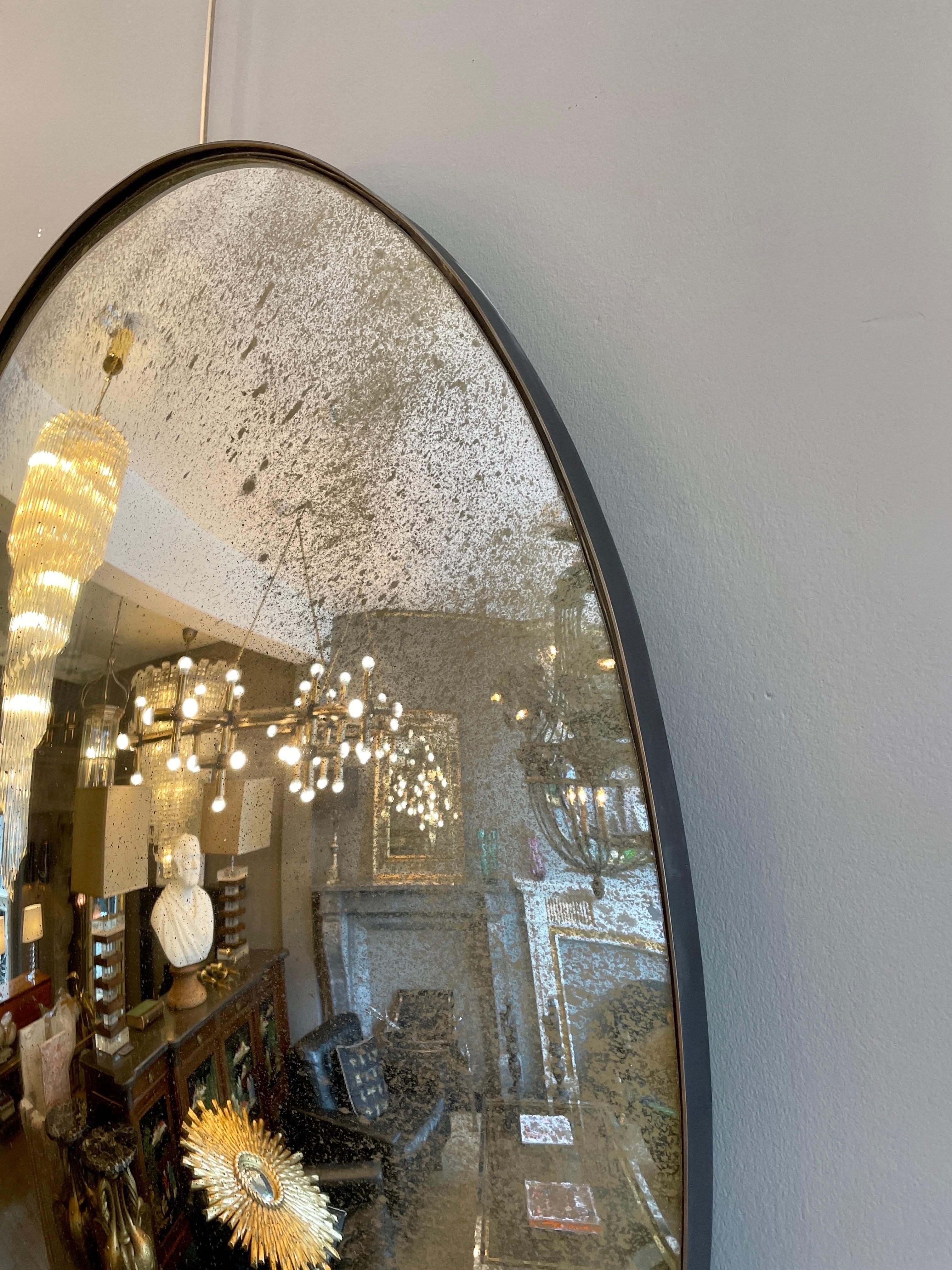 Pair of Large Oval Convex Mirrors 3