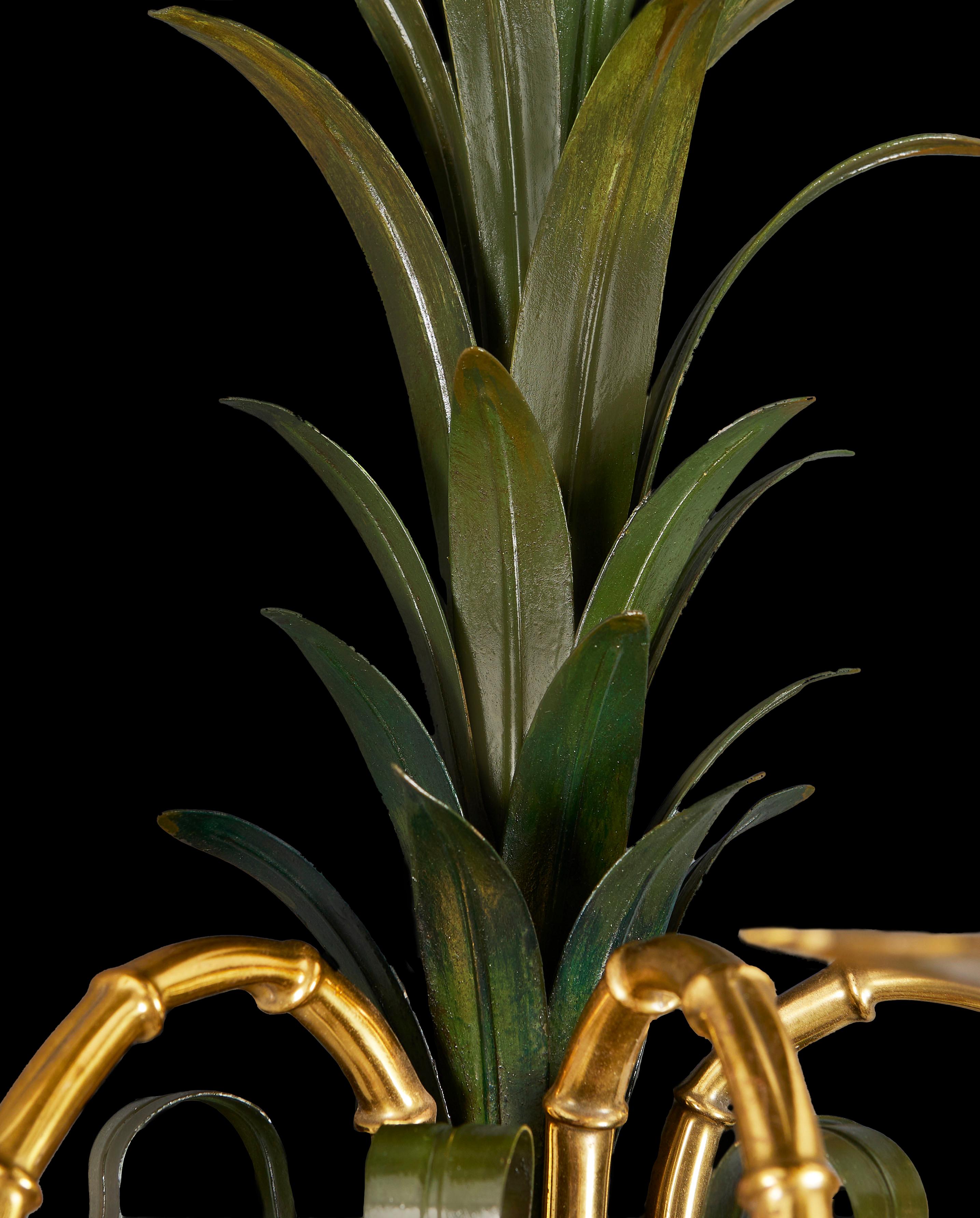 French A pair of large palm frond brass wall lights 