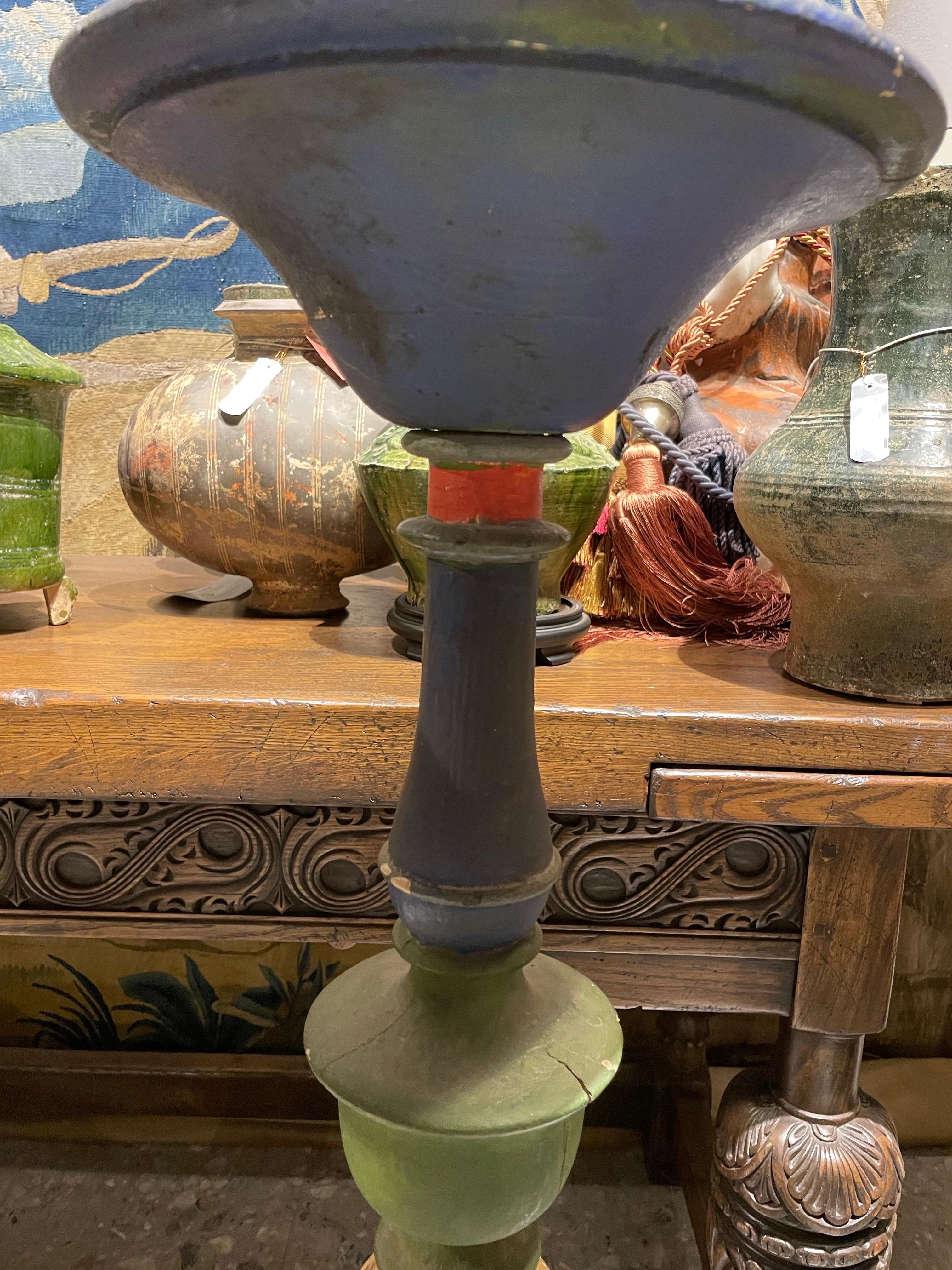 A Pair of Large Polychrome Spanish Torcheres, Early 20th Century For Sale 5
