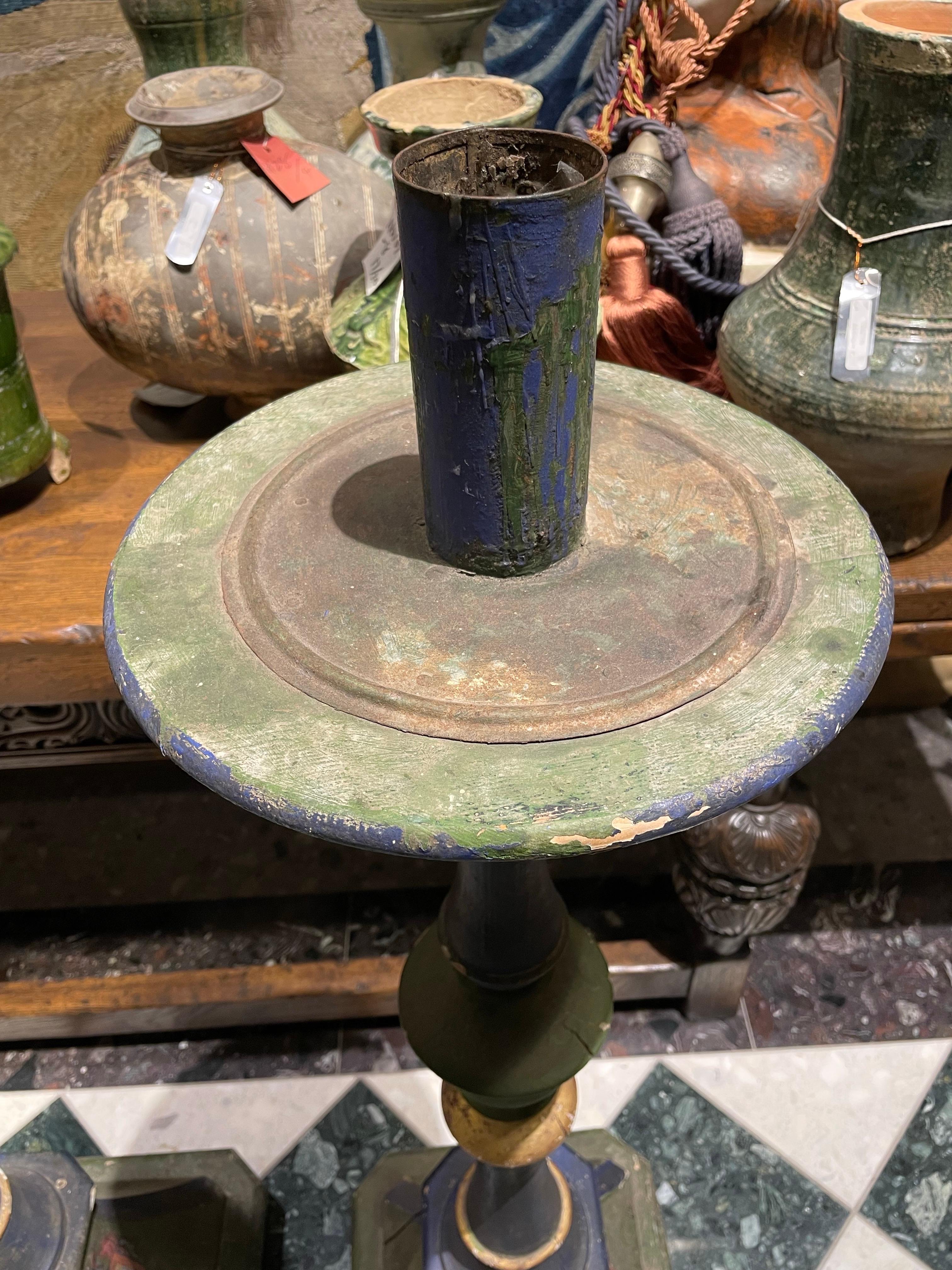 A Pair of Large Polychrome Spanish Torcheres, Early 20th Century For Sale 6