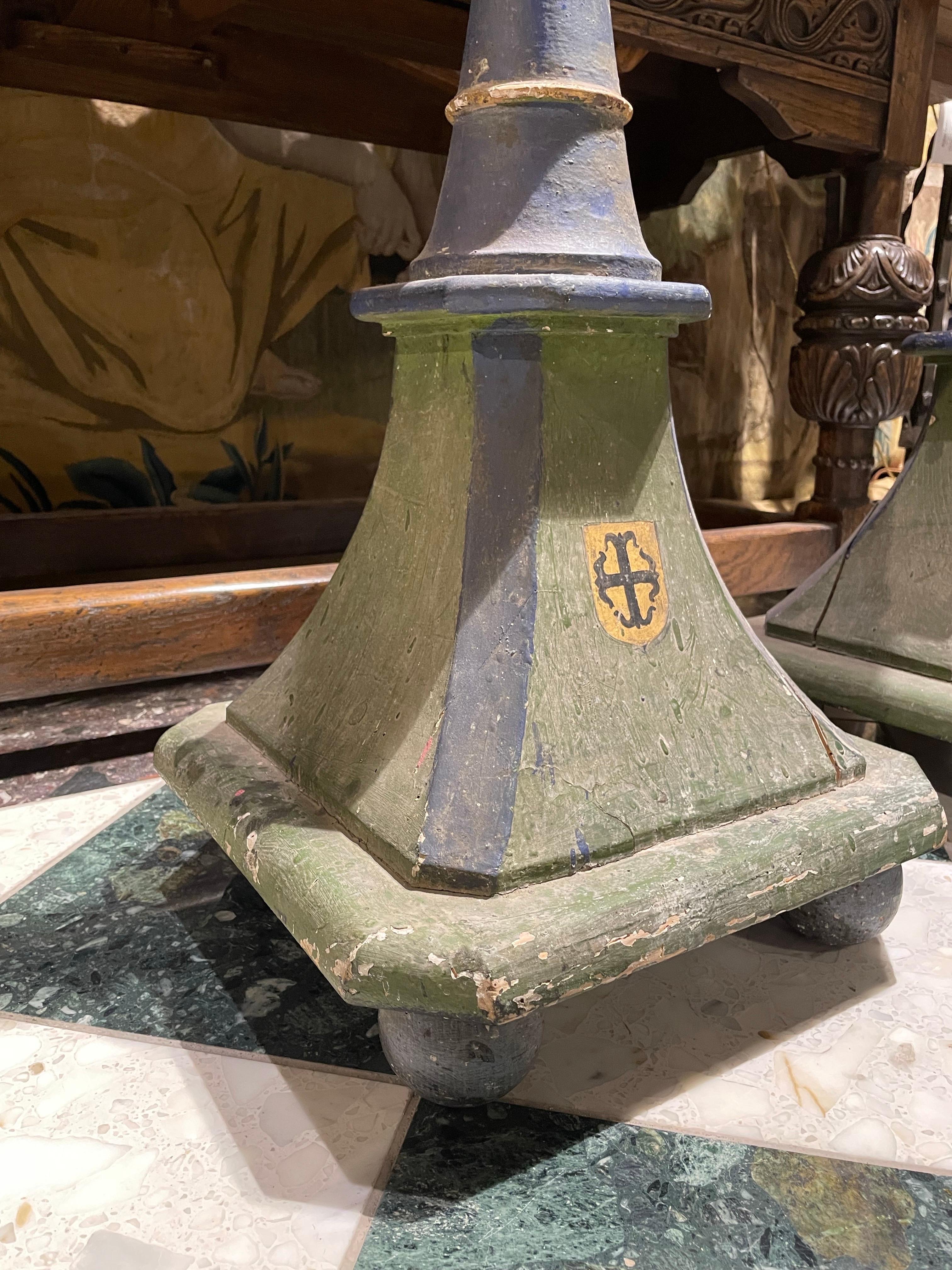 A Pair of Large Polychrome Spanish Torcheres, Early 20th Century For Sale 3