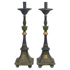 A Pair of Large Polychrome Spanish Torcheres, Early 20th Century