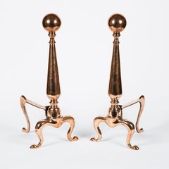 Pair of Large Scale Copper Andirons