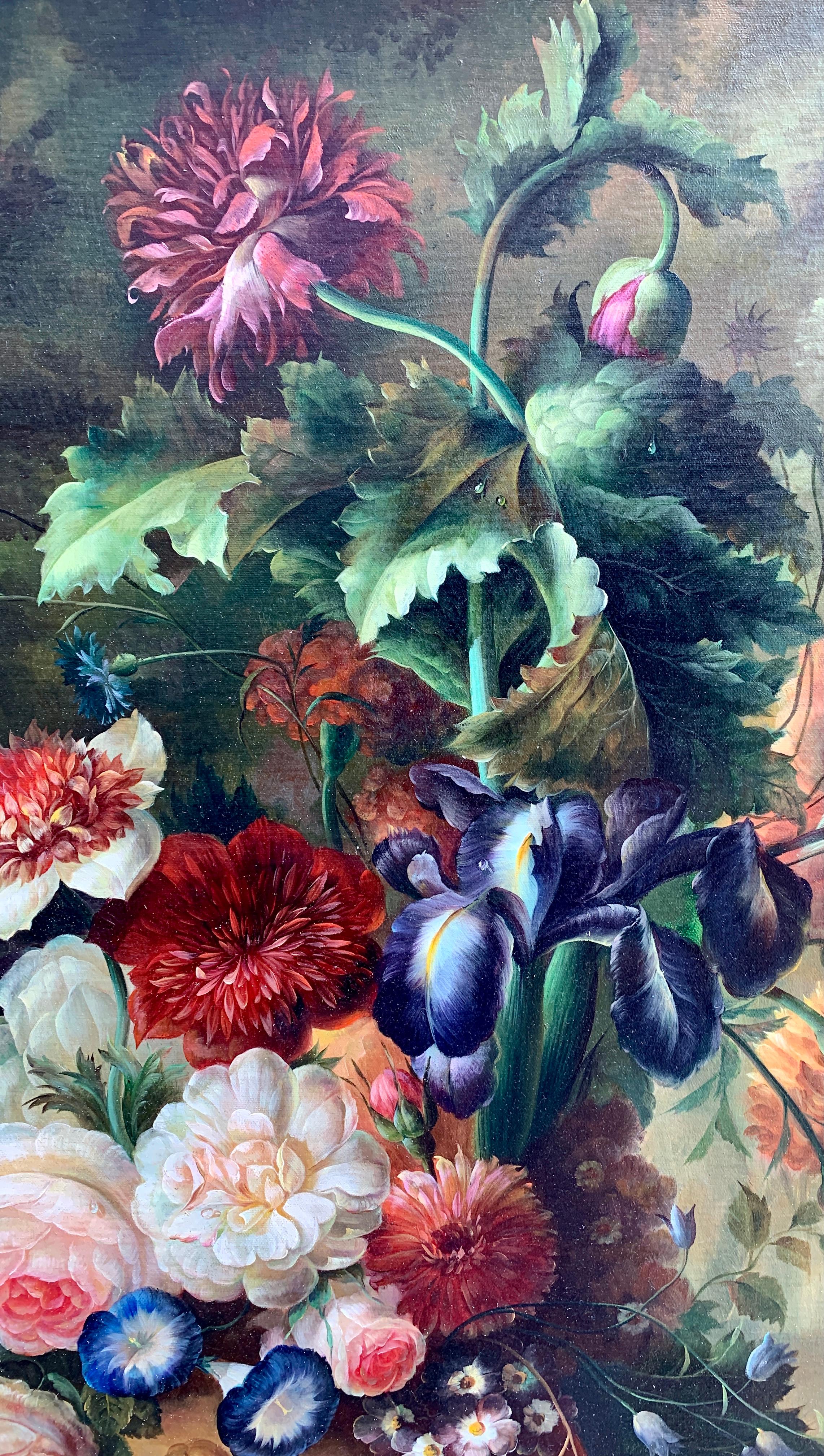 Pair of Large Still Life Oil Paintings of Flowers in Urns 2