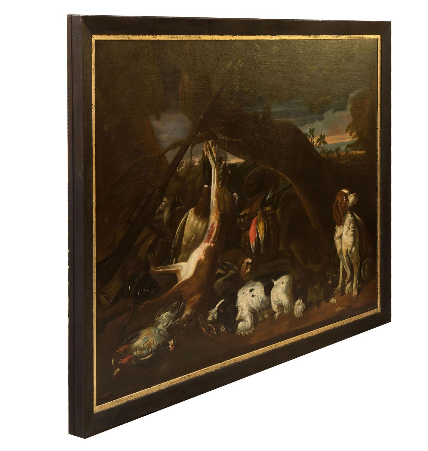 A pair of large still life oil paintings in ebonized frames signed G.Vincentini, Naples 1879.