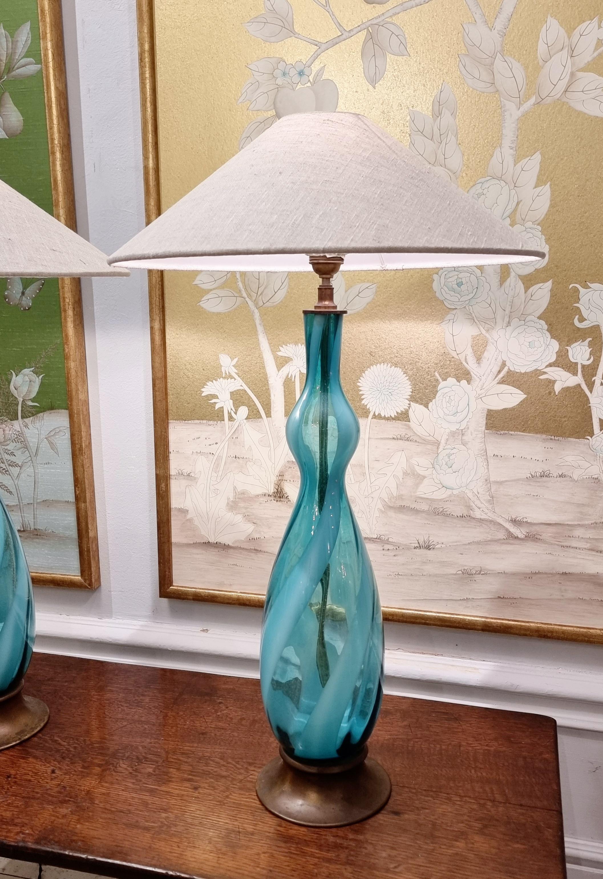 Mid-Century Modern A pair of large Table Lamps, Murano Italy mid-1900s. For Sale