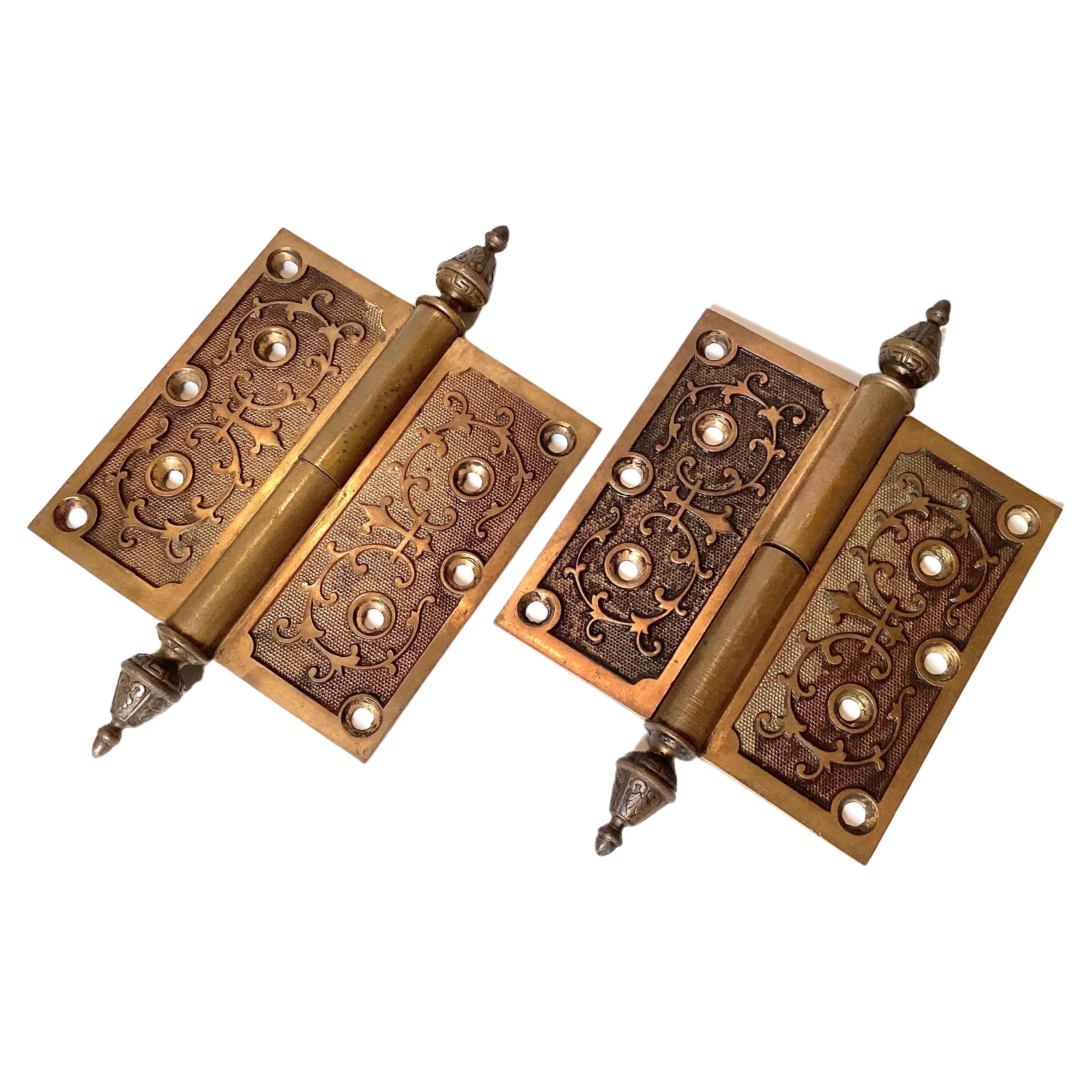 Pair of Large Victorian Cast Bronze Door Hinges For Sale at 1stDibs